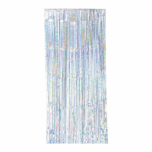 Silver Holographic Foil Fringe Curtain 200 x 100cm