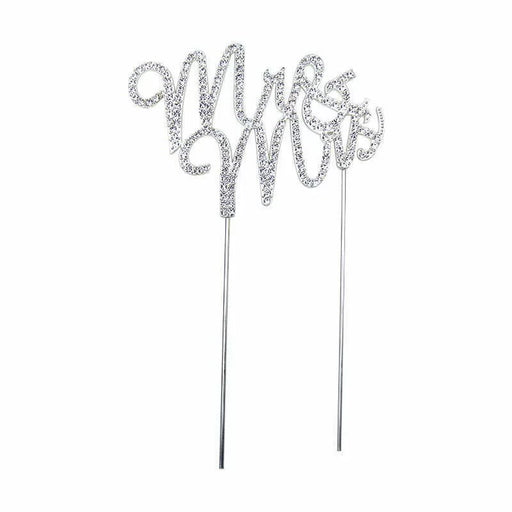 Silver Diamonte Cake Topper Mr & Mrs 10.6cm