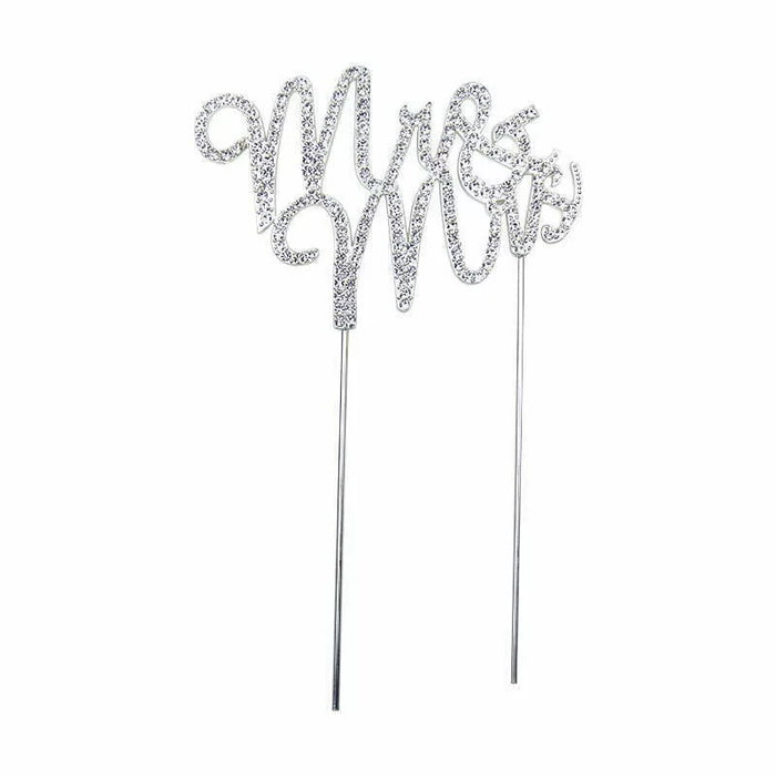 Silver Diamonte Cake Topper Mr & Mrs 10.6cm