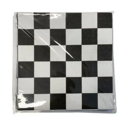 Black & White Checkered Napkins 16PK