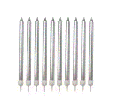 Metallic Silver Candle 12PK With Holder