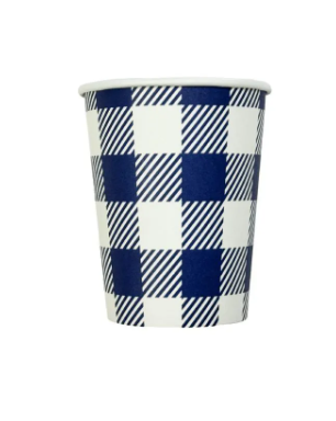 Blue Gingham Paper Cup 20pk