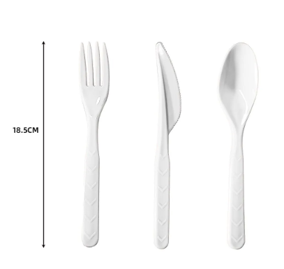 Reusable White Plastic Cutlery Set 18pcs