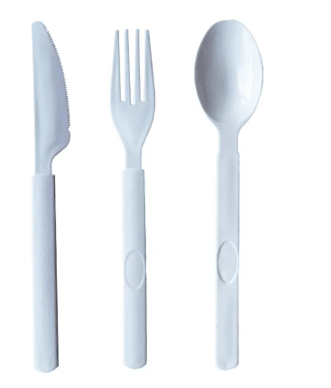 Reusable White Plastic Cutlery Set 48pcs