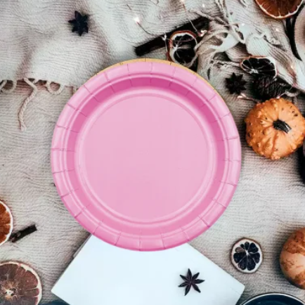 7'' Baby Pink Paper Plates 12 Pk