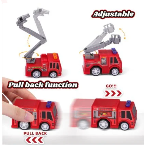 Pull Back Fire Engine Party Favour 4 Pk