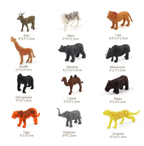 Party Favour Zoo Animal 12 Pcs
