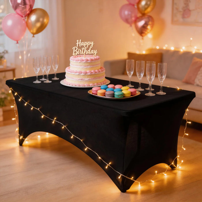 Elastic Rectangular Black Tablecover 6ft