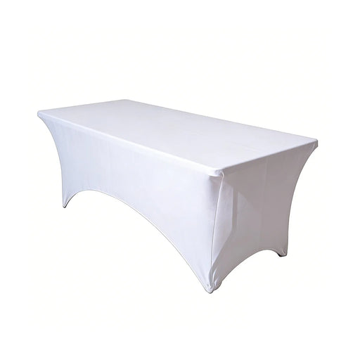 Elastic Rectangular White Tablecover 6ft