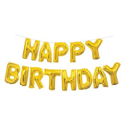 Happy Birthday Gold Foil Balloon Air Fill ONLY