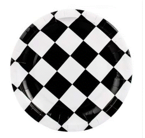 Checkered Black & White Paper Plates 9'' 8PCS