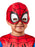 Close-up of soft red Spidey half mask with web print and eye openings