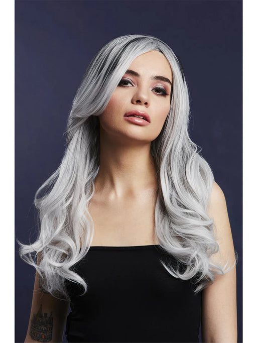 Fever Khloe Ice Silver Wig, Long Wave with Centre Parting, 56cm/22in