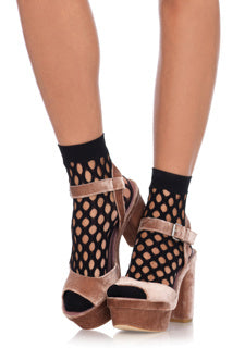Nadia Oval Net Ankle Socks - O/S - Black