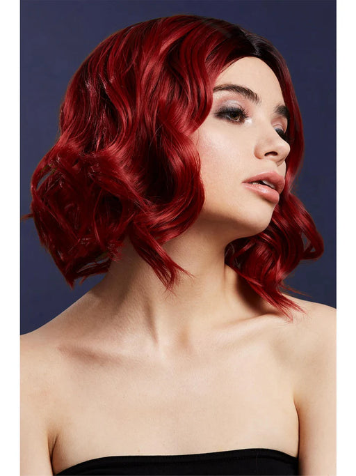 Fever Kourtney Wig, Two Toned Blend, Curls Long Bob, Centre Parting, 30cm/ 12in Ruby Red