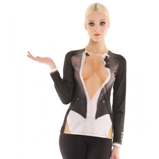 Faux Real Cleavage Tux Long Sleeve Extra Large