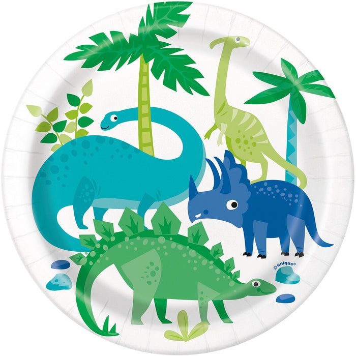 Dinosaur 8 Paper Plates 18cm (7")