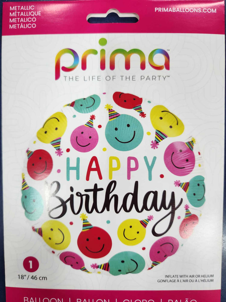 Happy Birthday Colourful Smiley Faces 18'' Foil Balloon — Red Fox Party ...