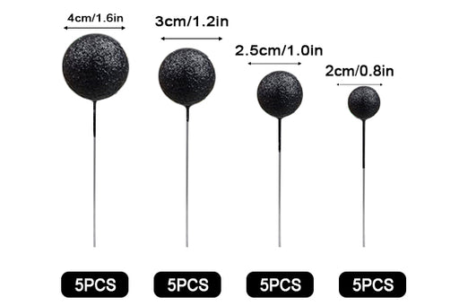 Black Glitter Ball Toppers 20Pcs