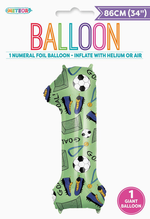 Soccer "1" Numeral Foil Balloon 86cm (34")