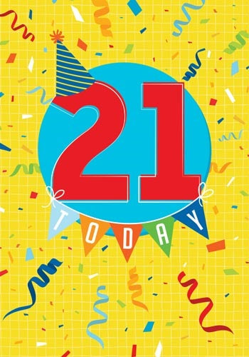 Larger Than Life 21 Today Birthday Card