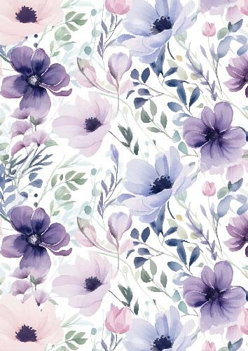 Folded Gift Wrap Purple Flowers