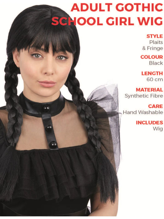 Adult Gothic School Girl Wig