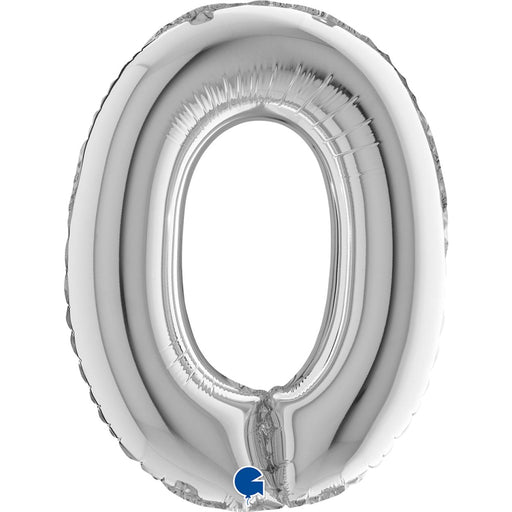 Silver "0" Numeral Foil Balloon 35cm