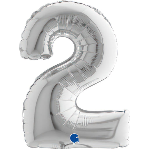 Silver "2" Numeral Foil Balloon 35cm