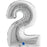 Silver "2" Numeral Foil Balloon 35cm