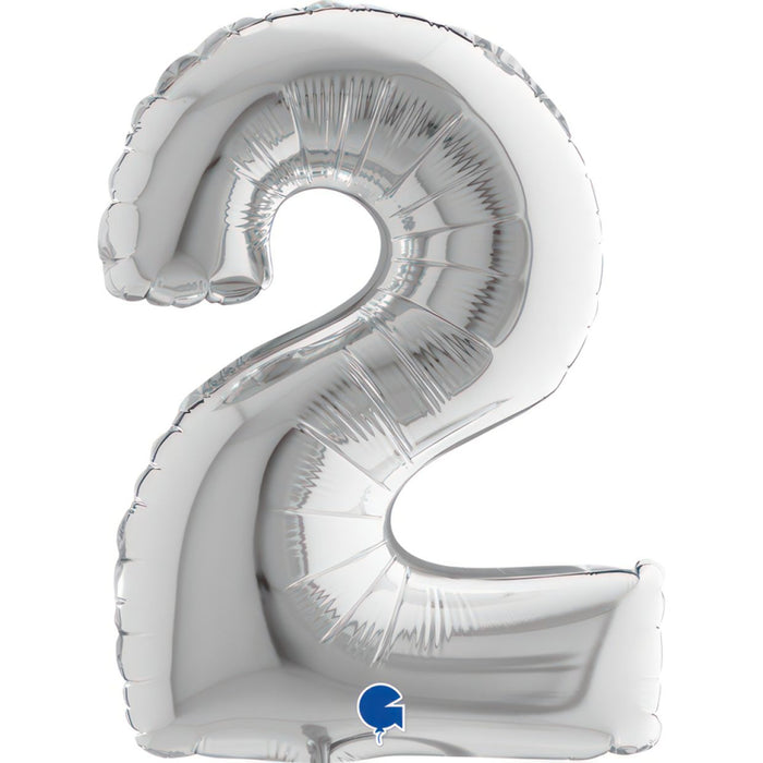 Silver "2" Numeral Foil Balloon 35cm