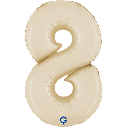 Number 8 Cream Satin Foil Balloon 36cm - Air Fill