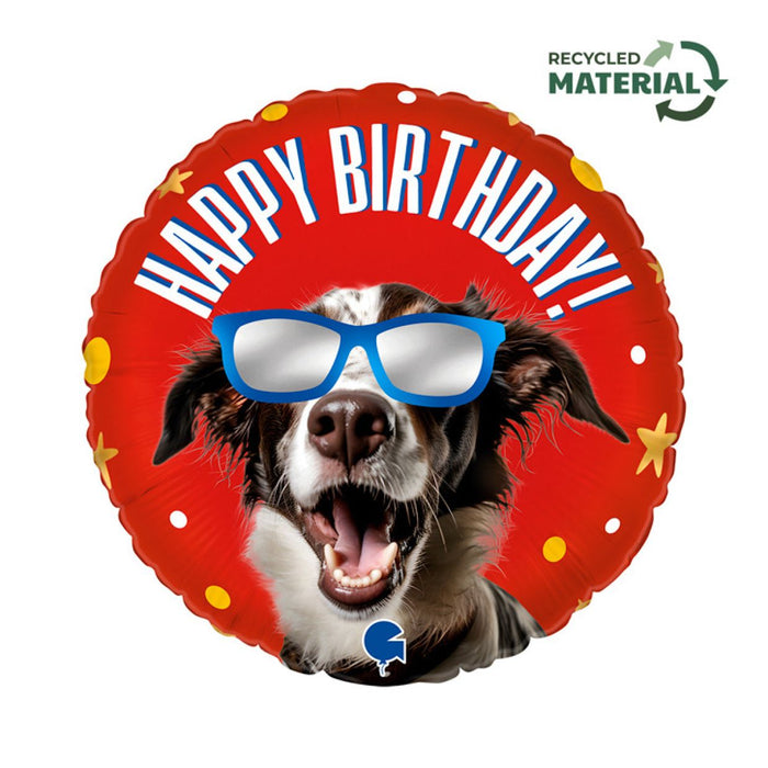 Foil Balloon Happy Birthday Cool  Dog  18' 46cm