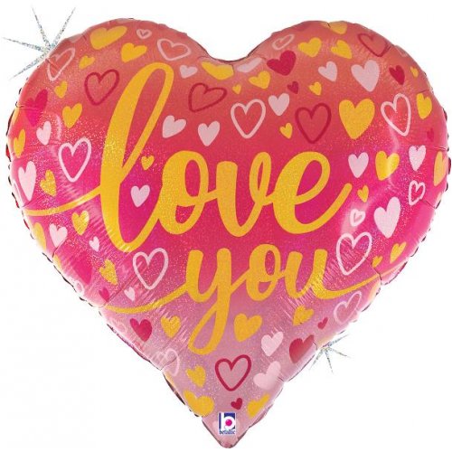 30"Foil I Love You Heart Holographic