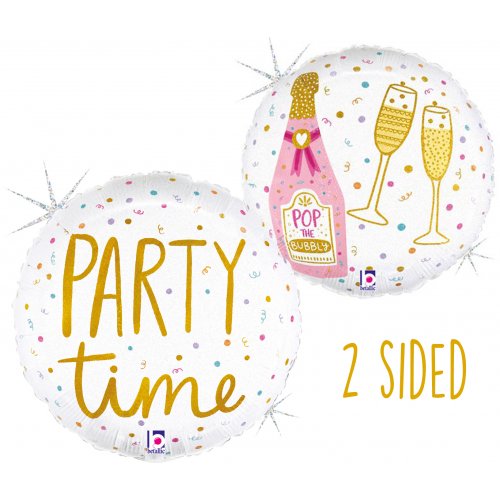 Party Time Champagne Holographic  Foil 18"/46cm