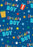 Blue Birthday Boy folded gift wrap with colourful lettering, smiling stars and wrapped presents