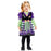 Little Miss Frankie purple, green and black Halloween dress and headband, front view
