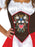 Beer Garden Babe adult costume showing brown floral bodice, white blouse and red skirt