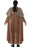 Back view of brown Medieval Knight costume showing a long cape and shaggy fur-look shoulder detail