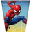 Spider-Man paper cup with Spidey in action on a blue and yellow web-patterned background