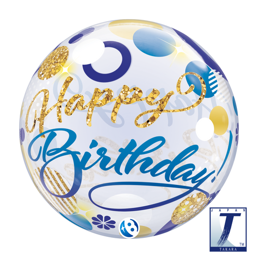 Takara Bubble 56cm (22") Birthday Blue & Gold Dots