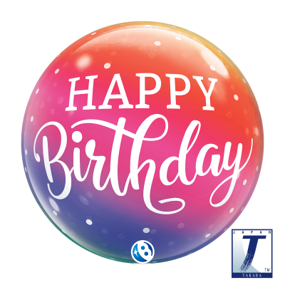Takara Happy Birthday Ombre And Dots Bubble Balloon 56cm