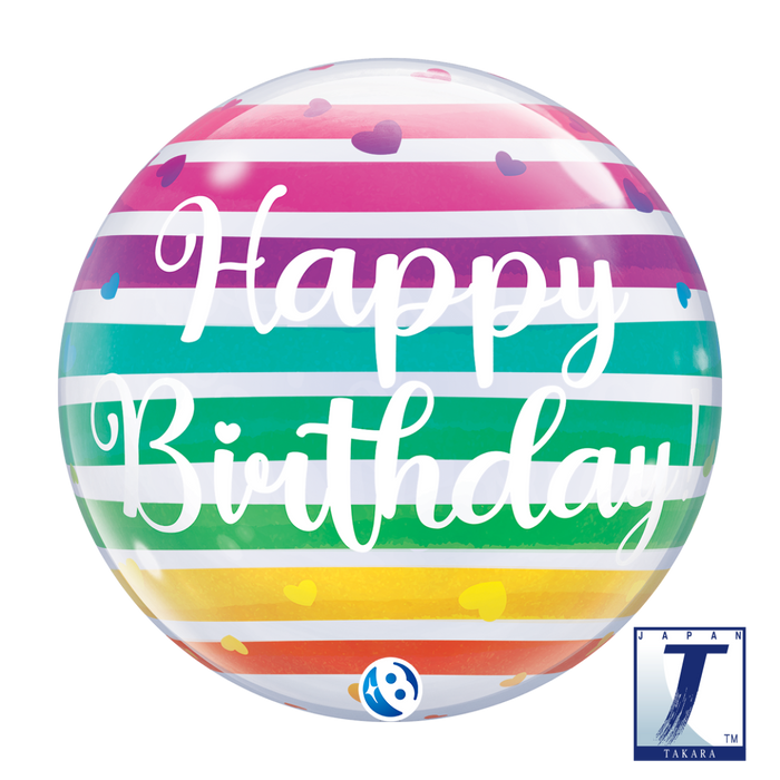Takara Happy Birthday Bright Rainbow Stripes Bubble 22''/56cm