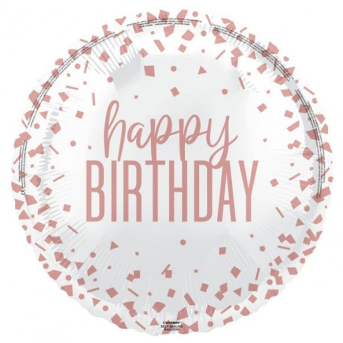 Rose Gold Confetti Happy Birthday Foil 43cm