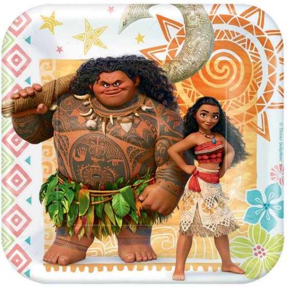 Moana 17cm-7" Square Paper Plates Pack Of 8
