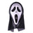 Adult Screamer Mask with pale elongated face, black eyes and screaming mouth, framed by black fabric
