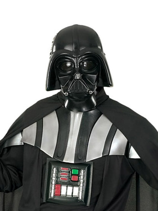 Darth Vader costume mask, printed collar and decorative chest control panel detail