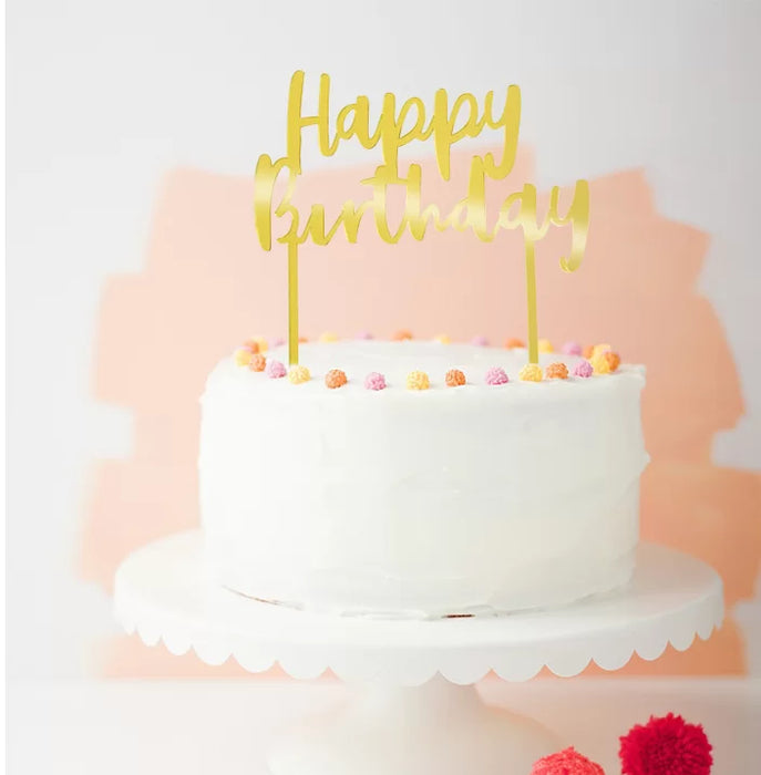 Happy Birthday Acrylic Gold Cake Topper