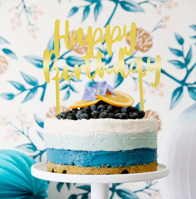 Happy Birthday Acrylic Gold Cake Topper