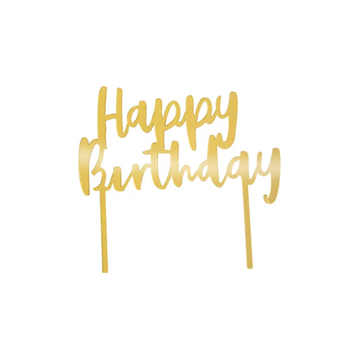 Gold Acrylic Happy Birthday Cake Topper